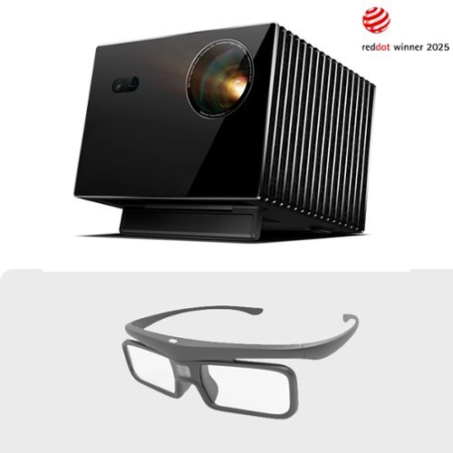 Valerion - VisionMaster Max 4K Laser Projector + Rechargeable DLP-Link 3D Glasses Bundle - Black-Front_Standard 