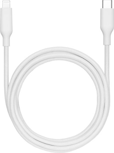 Best Buy essentials™ 6’ Lightning to USB-C Braided Charge-and-Sync Cable - White WORLDWIDE DELIVERY