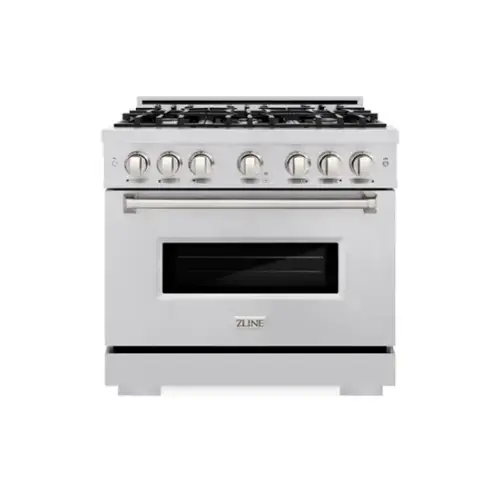 Front. ZLINE - 36" Classic Dual Fuel Range with 6 Burner Cooktop and Convection Oven (CDR36) - Stainless Steel.