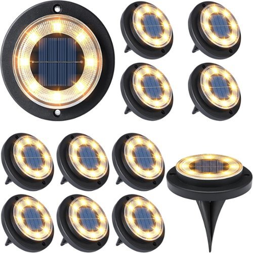 MOSZAR LLC - Solar Ground Lights - Solar Powered Lights Outdoor Solar Disk - White-Front_Standard 