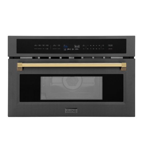 ZLINE - Autograph 30 in. 1.6 cu. ft. Built-in Convection Microwave Oven with Sensor Cooking in Black Stainless w/ Gold Accents - Black Stainless Steel