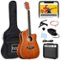 Best Choice Products - Beginner Acoustic Electric Guitar Starter Set 41in w/ Wood Cutaway Design, Gig Bag - Mahogany-Front_Standard