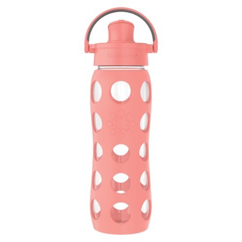 Lifefactory - 22-Oz Glass Water Bottle with Active Flip Cap and Protective Silicone Sleeve - Cantaloupe-Front_Standard 