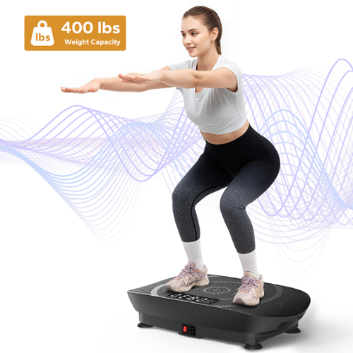 MERACH - Vibration Plate Whole Body Workout Power Exercise Machine Bluetooth and Silicone Pedal Fitness Home - Black-Front_Standard 