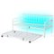 Costway - Twin Size Daybed with Pop-up Trundle Charging Station & LED Lights for Living Room - White-Front_Standard