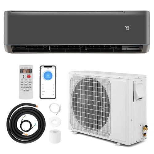 Gymax - 12000 BTU Mini Split Air Conditioner & Heater 21 SEER2 208-230V AC Unit - Grey, White-Front_Standard 