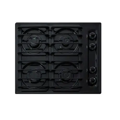 Front. SUMMIT - 24" Wide 4-Burner Gas Cooktop - Black.