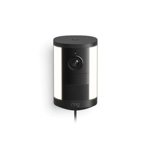 Ring - — Spotlight Cam, Plug-In (newest model), Wide-Angle Retinal 2K Video, 6x Enhanced Zoom, Motion-Activated Spotlights - Black