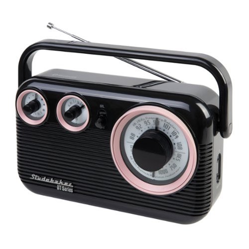 Studebaker - SB2003 Portable AM/FM Radio with Bluetooth - Pink/Black