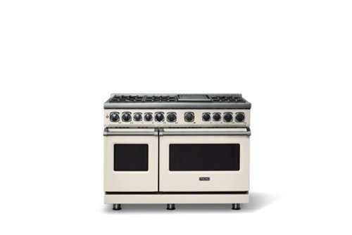 Viking - 48 in. Wide 6 Burner Dual Fuel Sealed Burner Range with Griddle - Pure White-Front_Standard 