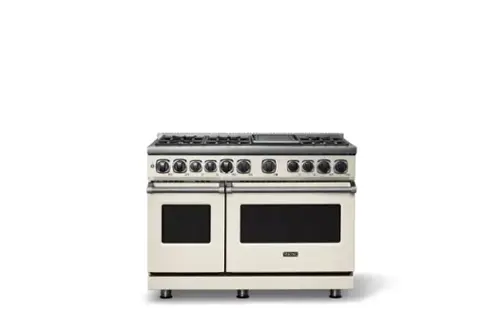 Front. Viking - 48"W. 7.3 Cu. Ft. 7Series Self-Clean Dual Fuel 8 Burner Range/Griddle-Pure White - Pure White.