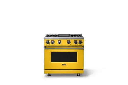 Front. Viking - Pro 7 Series 5.6 Cu. Ft. Freestanding Sealed 4 Burner LP Gas Convection Range/Griddle - Daffodil - Daffodil.