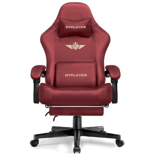GTPlayer - Gaming Chair Fabric with Pocket Spring Cushion High Back Computer Chair - Red-Front_Standard 