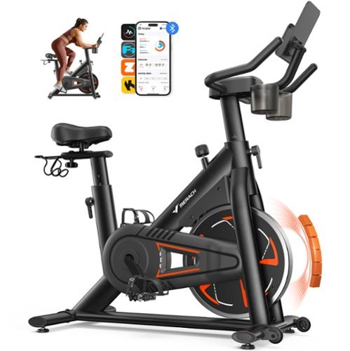 MERACH - S36 Magnetic Indoor Exercise Bike Stationary Bike for Home Gym 330lbs APP - Black-Front_Standard 