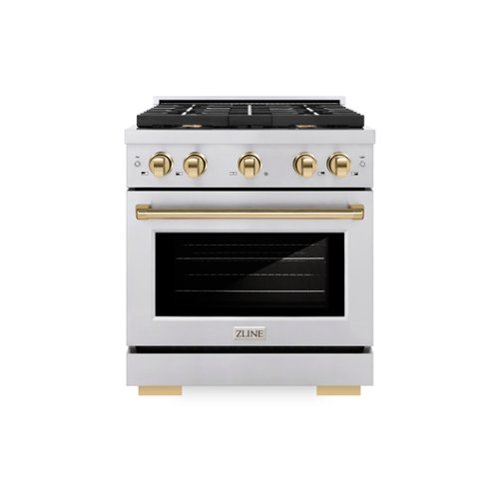 ZLINE - Autograph 30" Paramount Dual Fuel Range w/ 4 Burners & Polished Gold Accents (SDRZ-30-G) - Stainless Steel-Front_Standard 