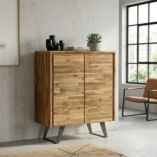 Simpli Home - Lowry Solid Acacia Wood Storage Cabinet - Distressed Golden Wheat-Front_Standard 