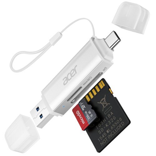 Acer - SD Card Reader USB C, Dual Slots USB 3.0 Type C to Micro SD Card Adapter, Memory Card Reader - Silver-Front_Standard 
