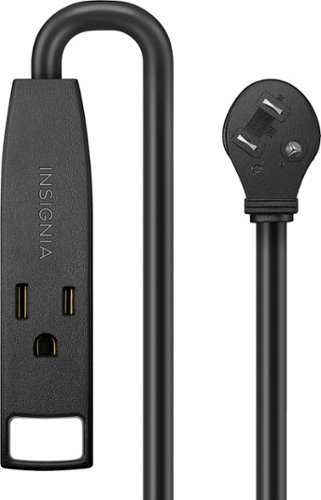 Insignia™ - 10ft 3-Prong 16 Gauge Extension Cord with 3 AC Outlets - Black