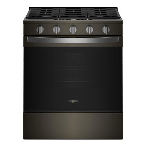 Whirlpool - 5.0 Slide-In Gas Range with Air Cooking Technology - Black-on-Stainless-Front_Standard 
