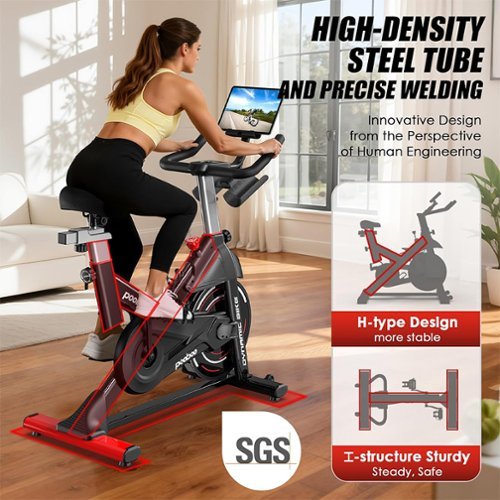 Pooboo Indoor Cycling Bike for Home Cardio, Adjustable Magnetic