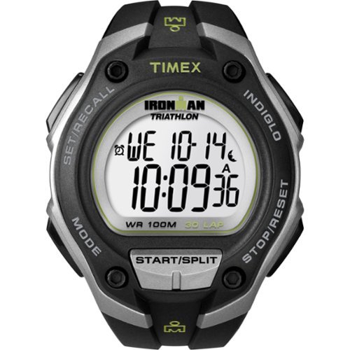 Timex - Men's IRONMAN Classic 30 Oversized 43mm Watch - Black/Silver-Tone-Front_Standard 