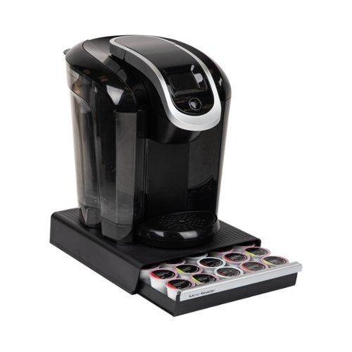 Mind Reader - Single Serve Coffee Pod Drawer, 30 Pod Capacity, Countertop Organizer, 10.5"L x 12.75"W x 2.5"H - Black/Silver
