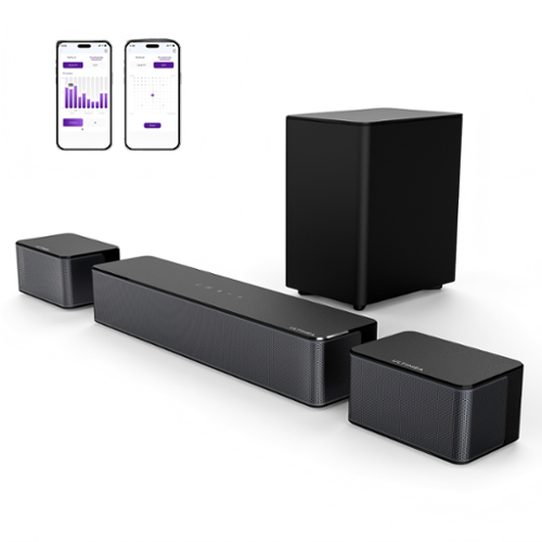 Ultimea - Poseidon M3T 5.1 Surround Sound Bar, with Wireless Subwoofer and Rear Speakers, 350W - Black-Front_Standard 