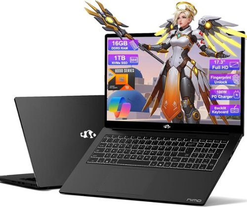 NIMO - 17.3 Gaming-Laptop AI Ryzen 9 8945HS 16GB RAM 1TB SSD USB-C 4.0 AI-Enhanced for Copilot VR Ready - Black-Front_Standard 