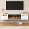 Circus Cirle - 80" Floating TV Stand with 36" Electric Fireplace Heater - White-Front_Standard