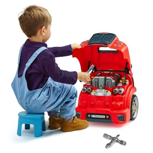 VEVOR - Engine Toy, 60 Pieces, Kids Mechanic Car Repair Set with Removable Parts, Lights and Sounds, Steering Wheel and Horn - Red-Front_Standard 
