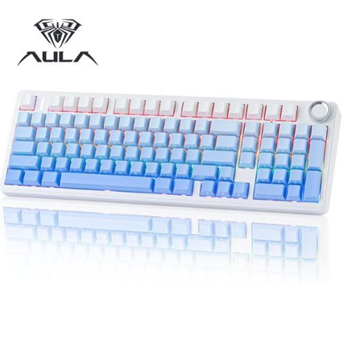 AULA - F99 Pro, 99-Key, Wireless, Hot Swappable, Mechanical Gaming Keyboard, RGB, 5-Layer Padding, 8000 mAh Battery, Knob - Blue-Front_Standard 