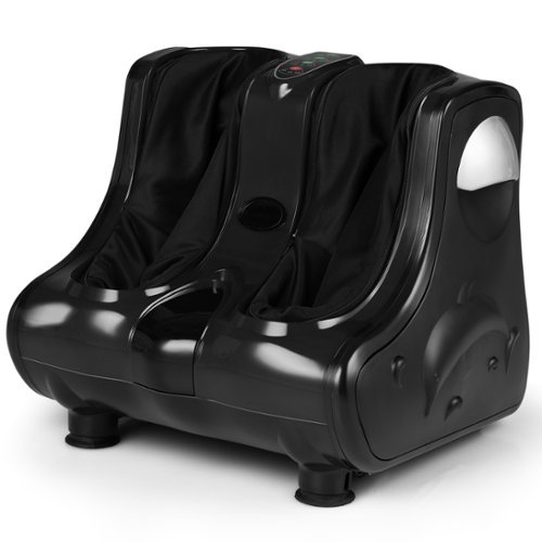 Costway - Leg Massager Shiatsu Kneading Rolling Vibration Heating Foot Calf Black - Black