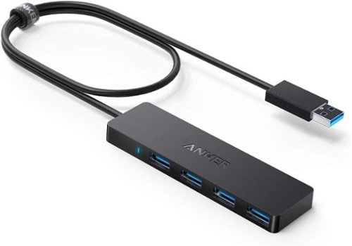 Anker - 4-Port USB 3.0 Hub, Ultra-Slim Data USB Hub with 2 ft Extended Cable - Black-Front_Standard 