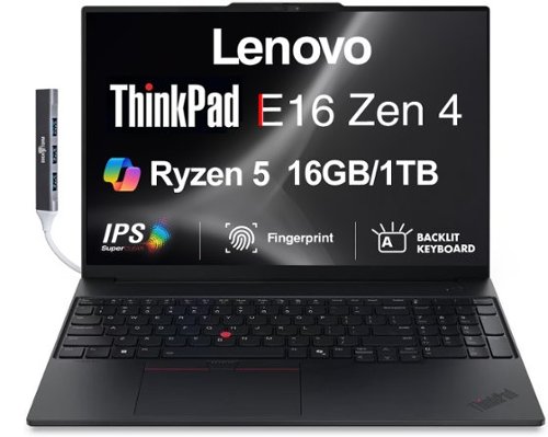 Lenovo - Upgraded - ThinkPad E16 Laptop 16.0 WUXGA (AMD Ryzen 5 230, 16GB DDR5, 1TB PCIe SSD, AMD Radeon, Win 11 Pro) w/USB Hub - Black-Front_Standard 