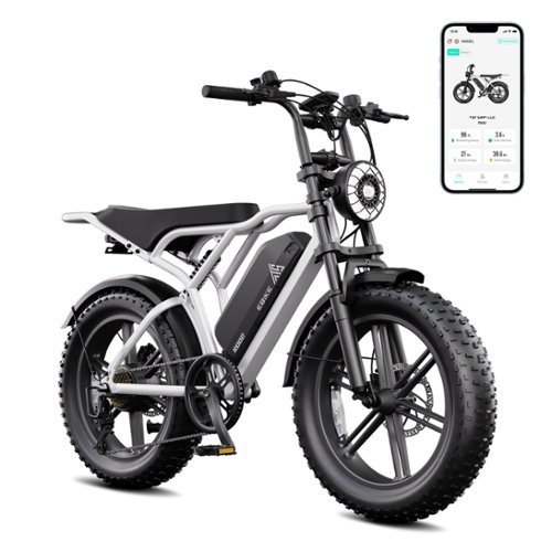 TST GRP - 20" Peak 1500W Full Suspension Moped-style Electric Bike, 48V/15Ah - White-Front_Standard 