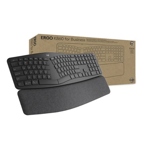 Logitech - ERGO K860 For Business Ergonomic Wireless Scissor Low-Profile Switch Keyboard with Ergonomic Split Design - Graphite-Front_Standard 