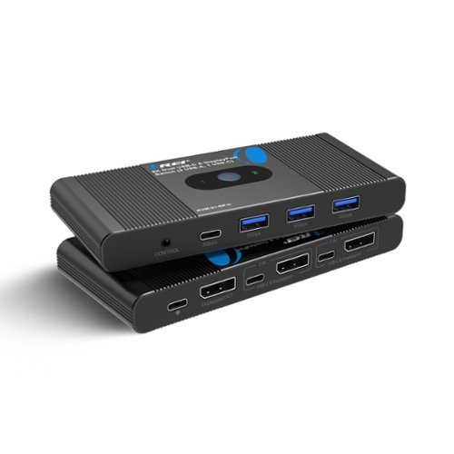 Orei - 8K Dual USB-C & DisplayPort Switch (3 USB-A, 1 USB-C) (KVM-21-DP-C) - Black-Front_Standard 