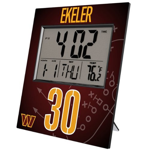 Keyscaper - Austin Ekeler Washington Commanders Digital Desk & Wall Clock - Multicolor-Front_Standard 