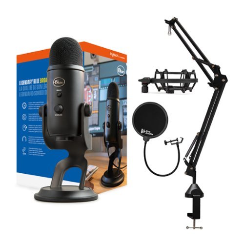 Blue Microphones Blue Yeti Microphone (Blackout) with Boom Arm
