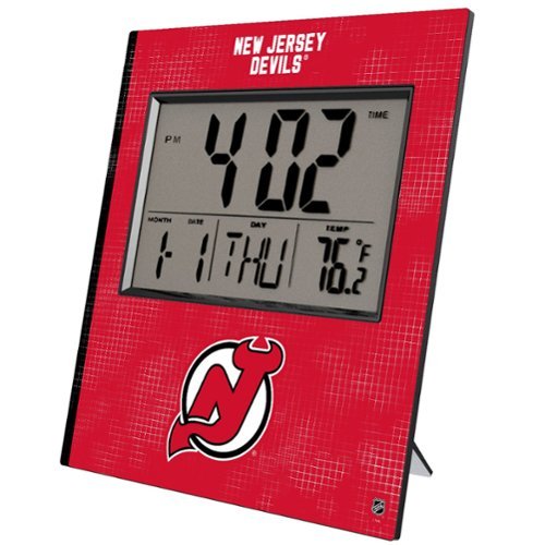 Keyscaper - New Jersey Devils Cross Hatch Digital Desk Clock - Multicolor-Front_Standard 