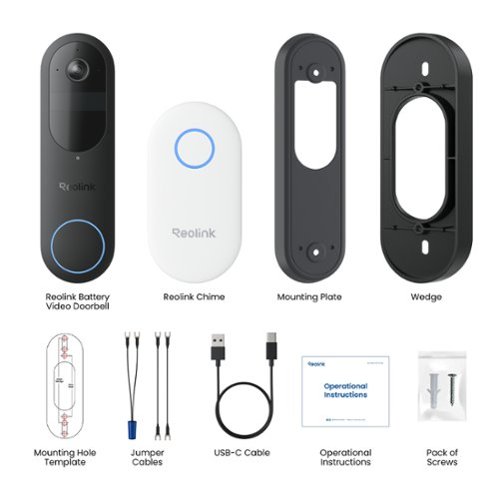 Reolink D340B Smart Video Doorbell 2K 4MP Battery Operated Wireless Wi-Fi with Head-to-Toe View and Plug-in Chime - Black BUY ONLINE