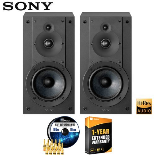 Sony - 3-Way 3-Driver Hi-res Bookshelf Speakers (Pair) 2025 + 1 Year Extended Warranty Bundle-Front_Standard 