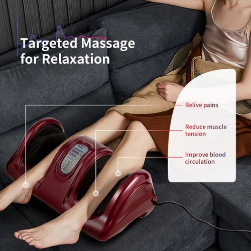 Costway Shiatsu Foot Massager Kneading and Rolling Leg Calf Ankle with Remote Burgundy - Burgundy/Black HOW TO BUY