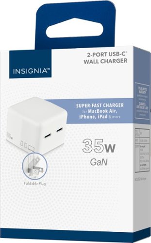 Insignia™ 35W Dual USB-C Port Wall Charger for MacBook Pro, iPad, iPhone, Apple Watch, Samsung Smartphones & More - White BUY IN MIDDLE EAST