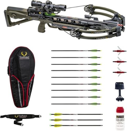 TenPoint - Venom X Crossbow with Carbon & Lighted Arrows Broadheads Sling & Case - Moss Green-Front_Standard 