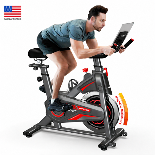 HARISON - Exercise Bike for Home, 350 LB Capacity Magnetic Indoor Cycling Bike with Bluetooth - Black-Front_Standard 