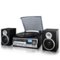 Trexonic - 3-Speed Vinyl Turntable Stereo System CD Player, FM Radio, Bluetooth, USB/SD Recording and Wired Shelf Speakers - Black-Front_Standard