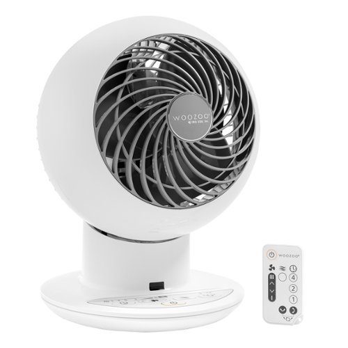 WOOZOO - Compact Globe Oscillating Fan w/ Remote - 5 Speed - White-Front_Standard 