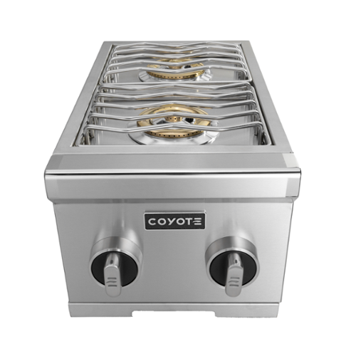 Coyote - 12" Built-In Gas Double Side Burner (NG) - Stainless Steel