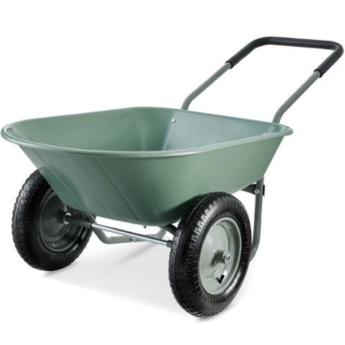 Best Choice Products - Dual-Wheel Home Wheelbarrow Yard Garden Cart for Lawn, Construction - Seafoam-Front_Standard 